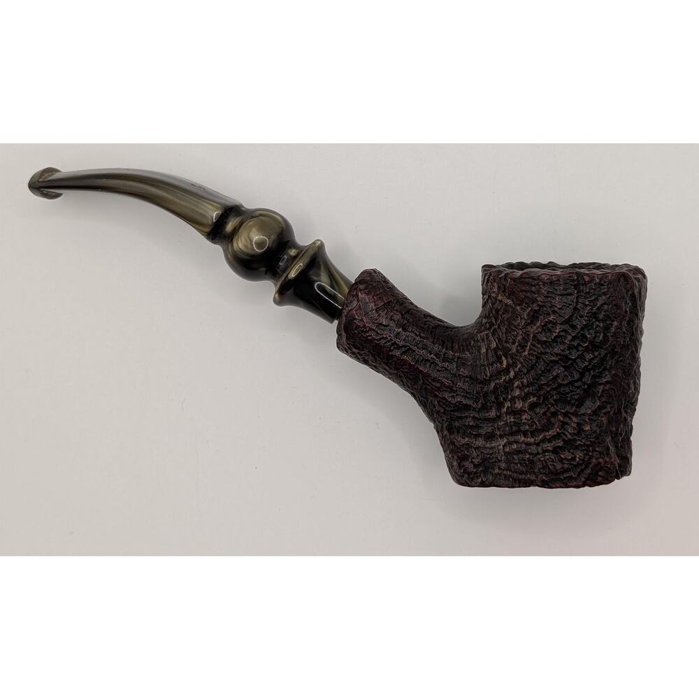 Vintage Alpha Corona Rusticated Sitter Pipe with Unique Swirled Knuckle Stem